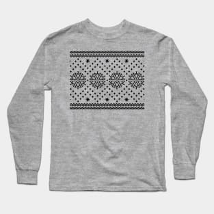 Snowflake Sweater Pattern - Black Long Sleeve T-Shirt